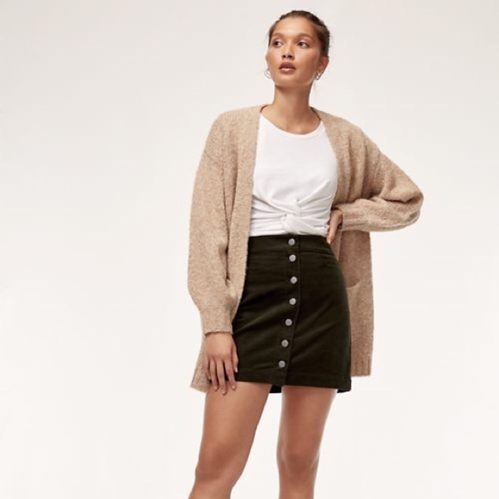 Wilfred free aritzia black corduroy button front mini black skirt